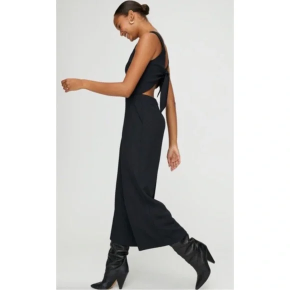 ARITZIA | Wilfred Écoulement Tie Back Sleeveless Jumpsuit in Black, Size 2 - Picture 3 of 15